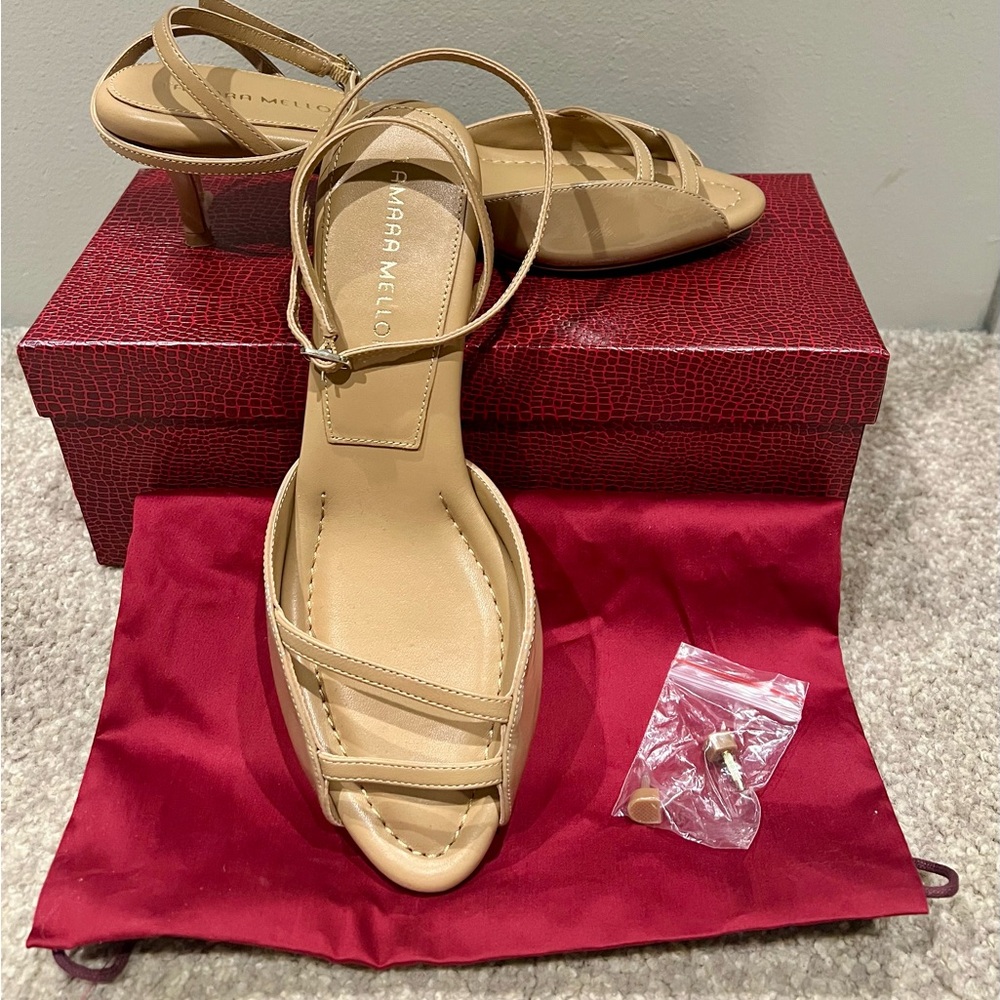 Tamara Mellon Beige Strappy Heels NWT Size 8